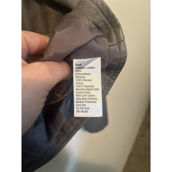Kaari Blue Faux Leather Jacket Gray‎ Size Large - Picture 3 of 4